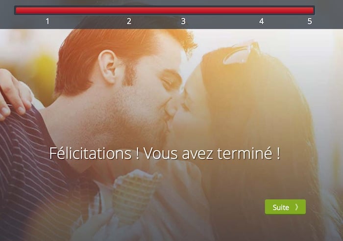 Ecran de confirmation de la fin du test.