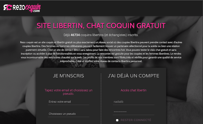 Page d'accueil de Rezo Coquin Page d'accueil de Rezo Coquin